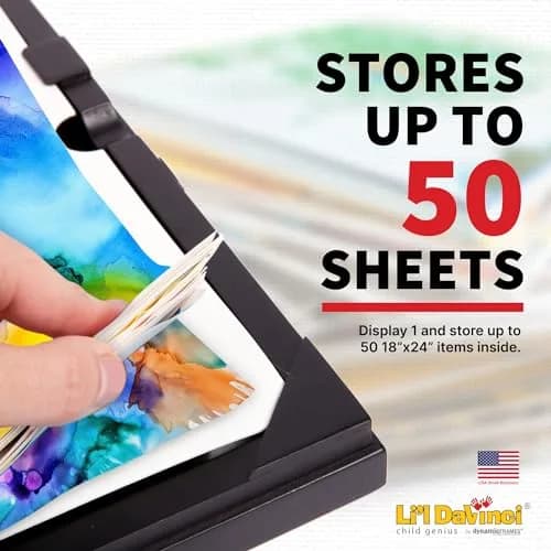 Dynamic Frames Li’l Davinci Front-Open 2-Pack Kids Art Frames, Wooden for 18x24 Artwork, Certificates, Store up to 50, White thumbnail 2