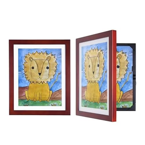 Dynamic Frames Li’l Davinci Front-Open 2-Pack Kids Art Frames, Wooden for 9x12 Artwork, Store up to 50, Cherry thumbnail 1