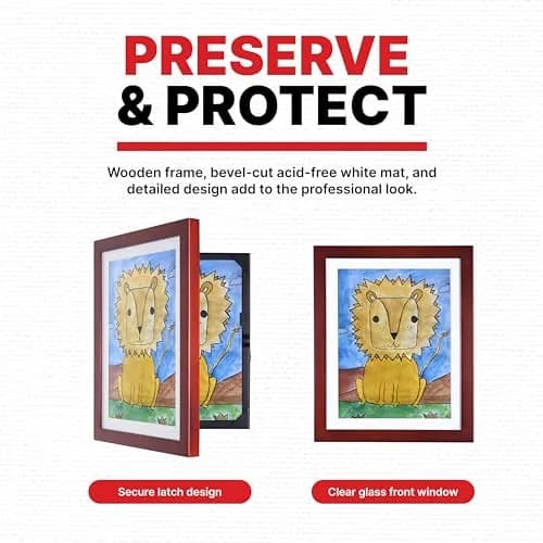Dynamic Frames Li’l Davinci Front-Open 2-Pack Kids Art Frames, Wooden for 9x12 Artwork, Store up to 50, Cherry thumbnail 5