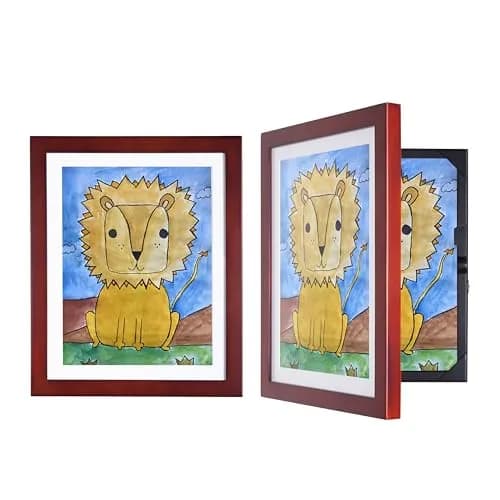 Dynamic Frames Li’l Davinci Front-Open 2-Pack Kids Art Frames, Wooden for 9x12 Artwork, Store up to 50, Cherry thumbnail 8