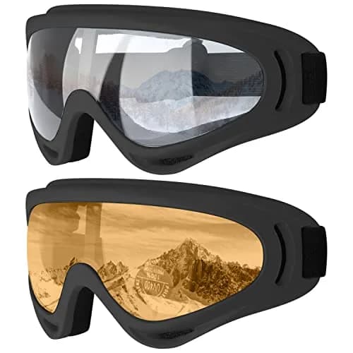 COOLOO Ski Goggles 2 Pack Snow Goggles with Clear Lenses & UV400 Protection | Unisex Adult thumbnail 1