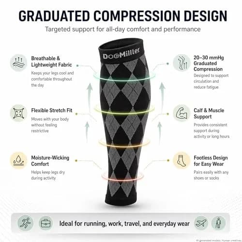 Doc Miller Calf Compression Sleeves 20-30 mmHg | Argyle Pattern, Unisex, Lightweight & Breathable thumbnail 3