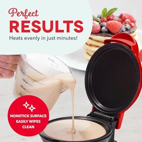 Dash Mini Maker Griddle 4 Inch Red | Compact Electric Pancake Maker for Quick Breakfasts thumbnail 4