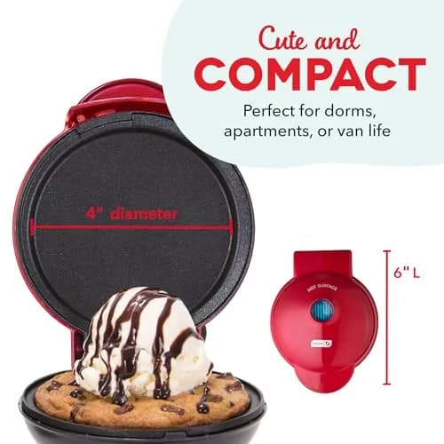 Dash Mini Maker Griddle 4 Inch Red | Compact Electric Pancake Maker for Quick Breakfasts thumbnail 2