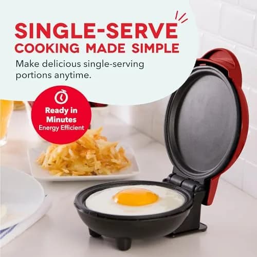 Dash Mini Maker Griddle 4 Inch Red | Compact Electric Pancake Maker for Quick Breakfasts thumbnail 3