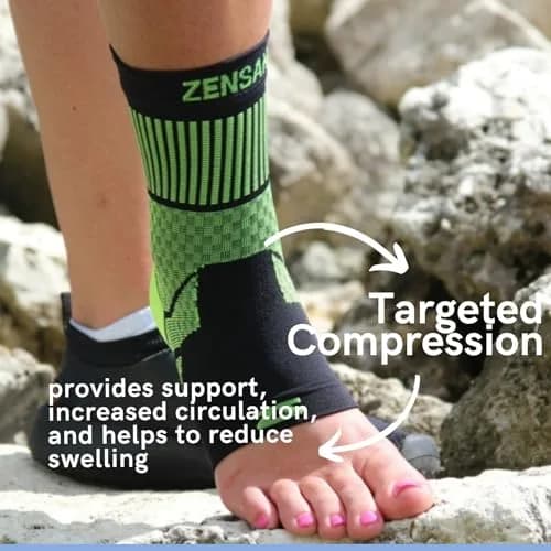 Zensah Ankle Support - Compression Ankle Brace for Running, Soccer, Volleyball | Neon Yellow, Large thumbnail 7