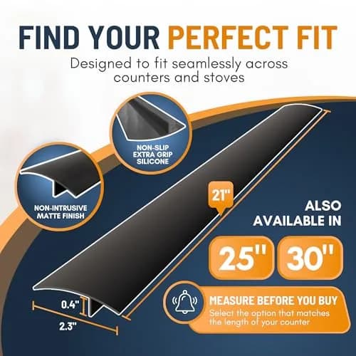 Linda's Essentials Black 2 Pack Silicone Stove Gap Covers 53.34cm (21 Inches) | Seals Gaps Between Stovetop and Counter thumbnail 2