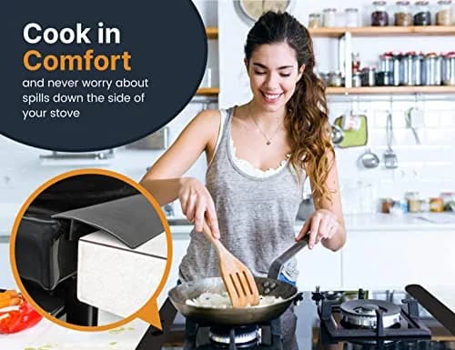 Linda's Essentials Black 2 Pack Silicone Stove Gap Covers 53.34cm (21 Inches) | Seals Gaps Between Stovetop and Counter thumbnail 3