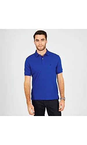 Nautica Men's Classic Fit Short Sleeve Solid Soft Cotton Polo Shirt, Bright Cobalt (Medium) | Breathable, Easy-Care Cotton thumbnail 2
