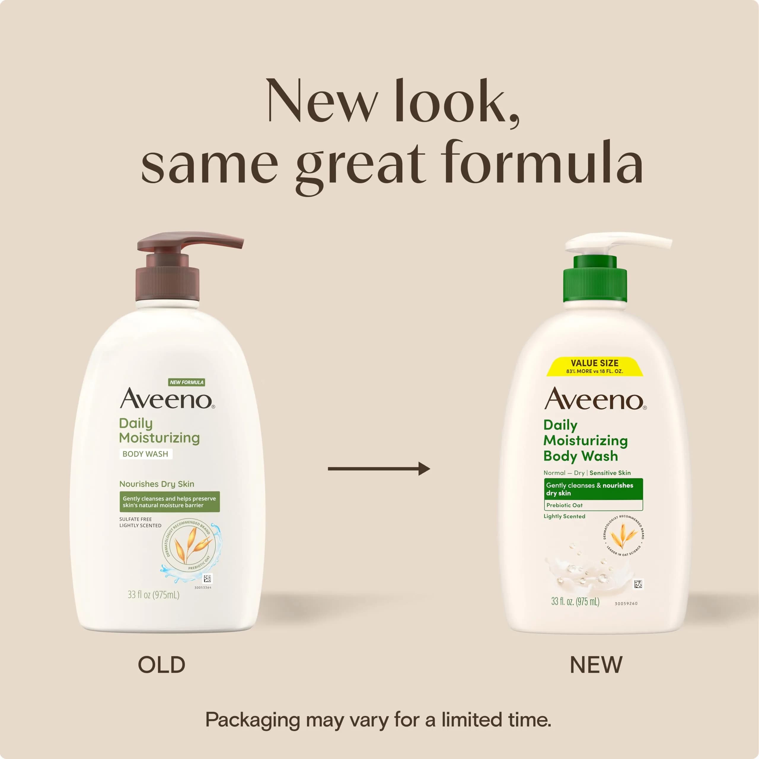 Aveeno Daily Moisturizing Body Wash for Normal to Dry Skin, Sensitive Formula with Prebiotic Oat, Gently Cleanses Dry Skin, Lightly Scented Body Wash for Women and Men, Value Size 33 fl. Oz - view 2