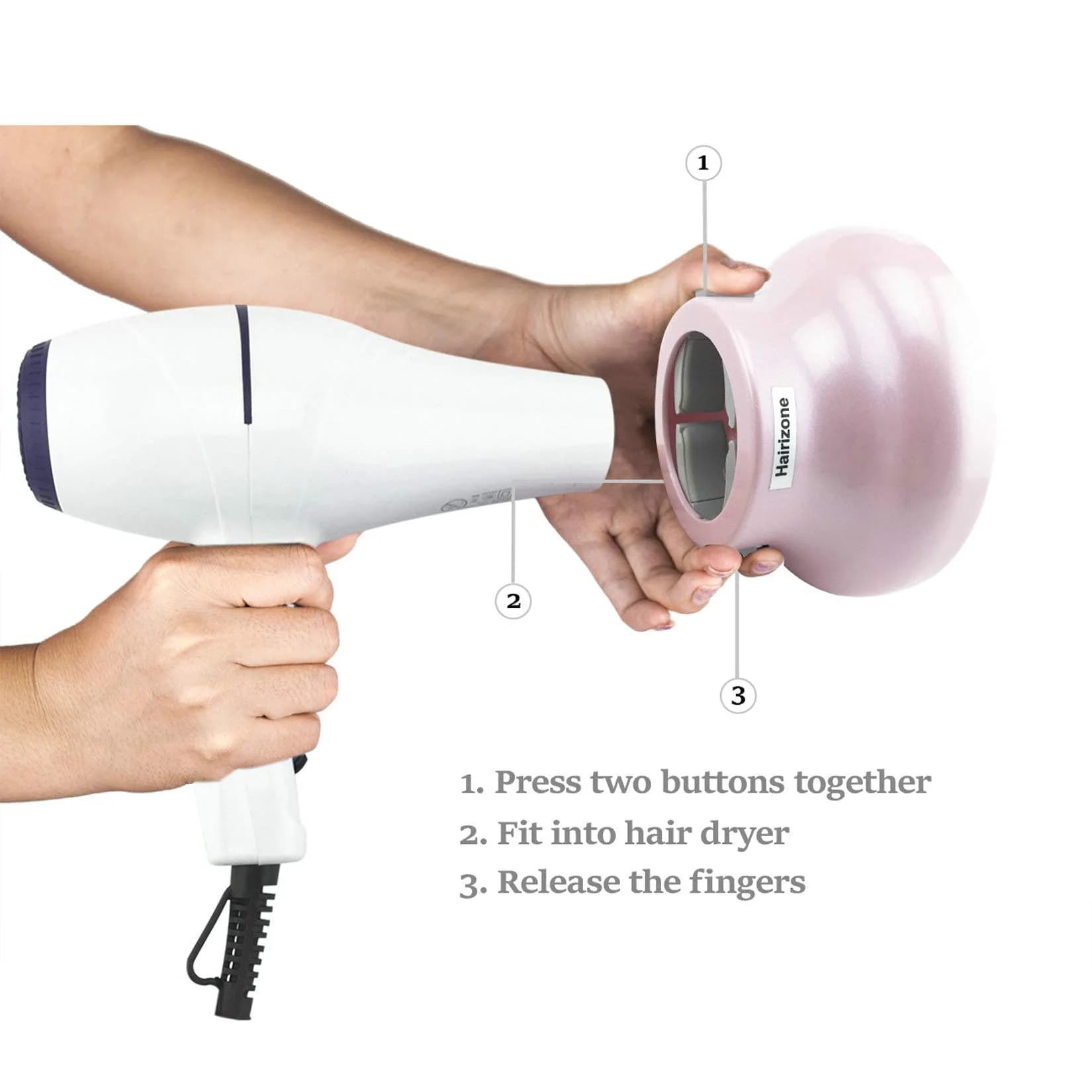 Hairizone Universal Hair Diffuser Pink | 15.6cm (6in) Diameter, Snap-on Fit for Curly & Wavy Hair - view 3
