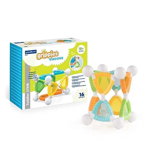 Guidecraft Grippies Windows - 16 Piece Set | STEM Magnetic Building Toy for Toddlers thumbnail 1