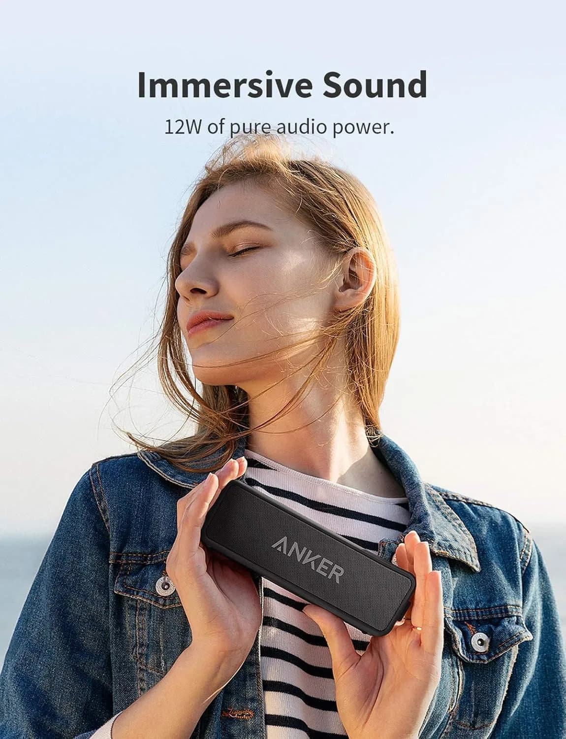 Anker Soundcore 2 Portable Bluetooth Speaker 12W Stereo Sound IPX7 Waterproof | Compact Design with 24-Hour Playtime - view 3