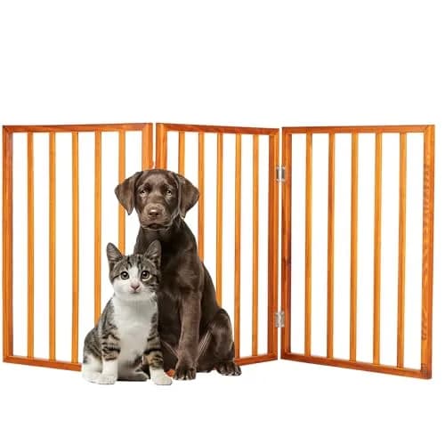 PETMAKER 3-Panel Indoor Foldable Dog Gate Mahogany | Freestanding Stairs & Doorways thumbnail 1