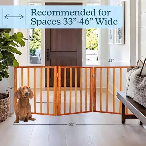 PETMAKER 3-Panel Indoor Foldable Dog Gate Mahogany | Freestanding Stairs & Doorways thumbnail 5