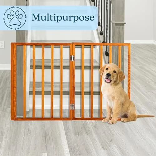 PETMAKER 3-Panel Indoor Foldable Dog Gate Mahogany | Freestanding Stairs & Doorways thumbnail 6