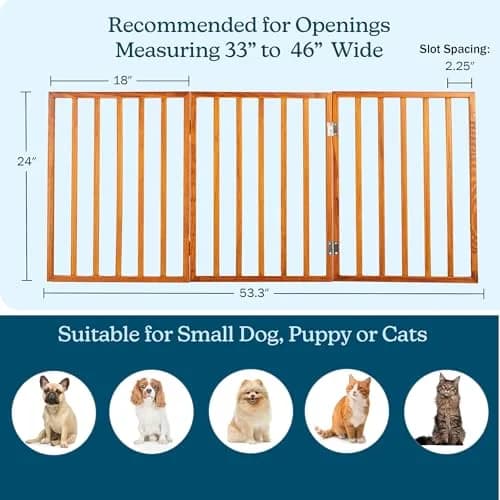 PETMAKER 3-Panel Indoor Foldable Dog Gate Mahogany | Freestanding Stairs & Doorways thumbnail 2