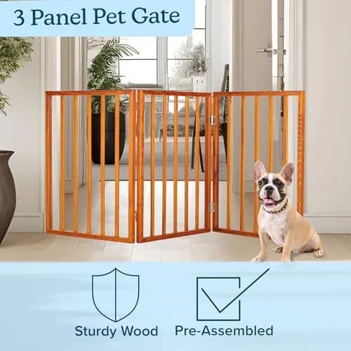 PETMAKER 3-Panel Indoor Foldable Dog Gate Mahogany | Freestanding Stairs & Doorways thumbnail 3
