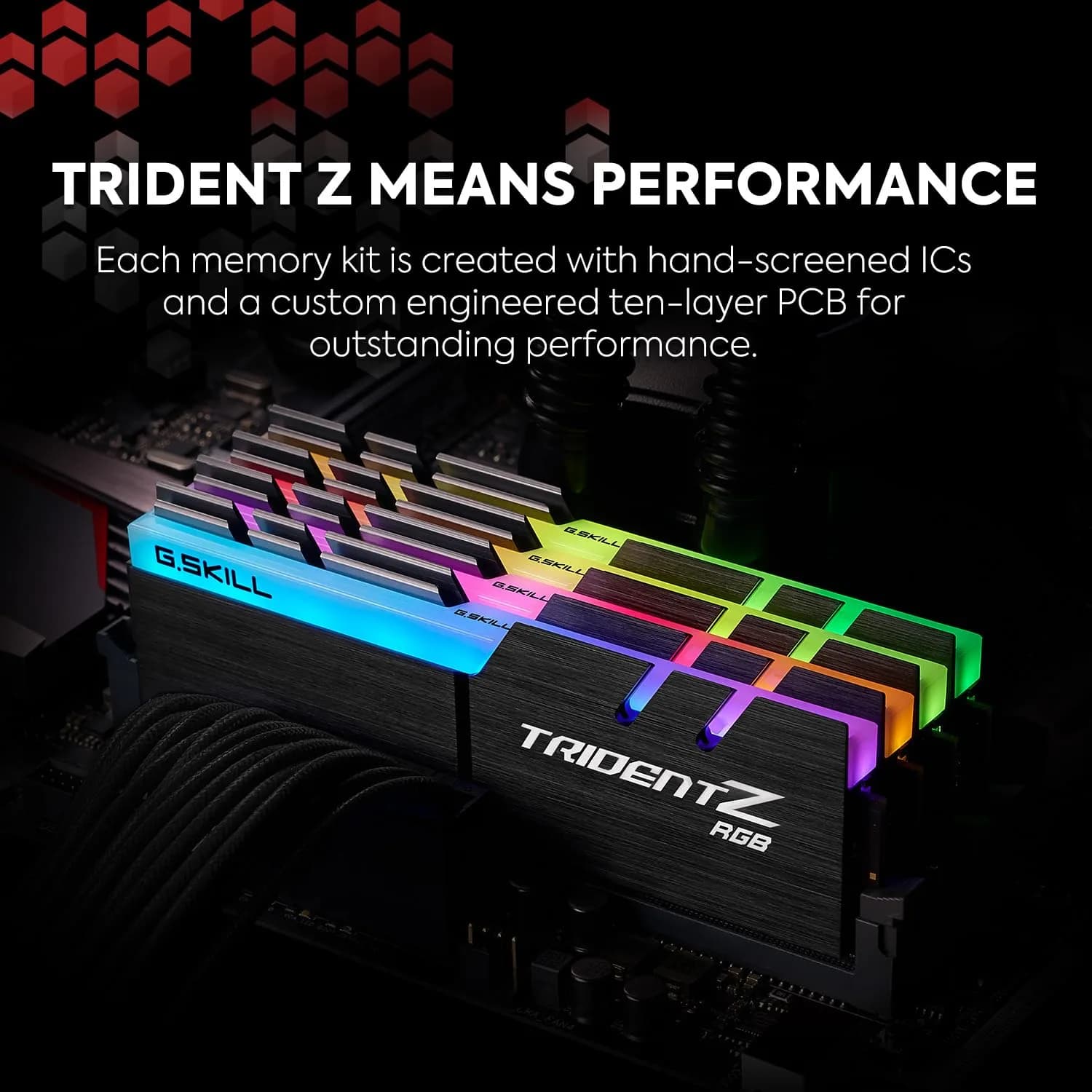 G.SKILL Trident Z RGB DDR4 RAM 16GB (2x8GB) 3200MT/s CL16-18-18-38 1.35V U-DIMM - view 2