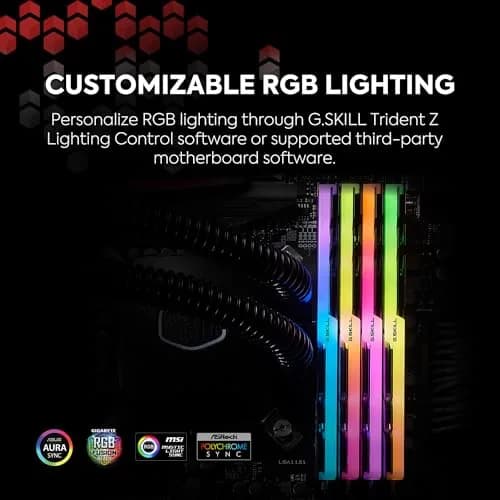 G.SKILL Trident Z RGB DDR4 RAM 16GB (2x8GB) 3200MT/s CL16-18-18-38 1.35V U-DIMM thumbnail 3