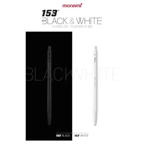 MONAMI 153 Black & White Ballpoint Pen 0.7mm | Elegant metallic design for professional writing thumbnail 5