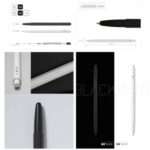 MONAMI 153 Black & White Ballpoint Pen 0.7mm | Elegant metallic design for professional writing thumbnail 2
