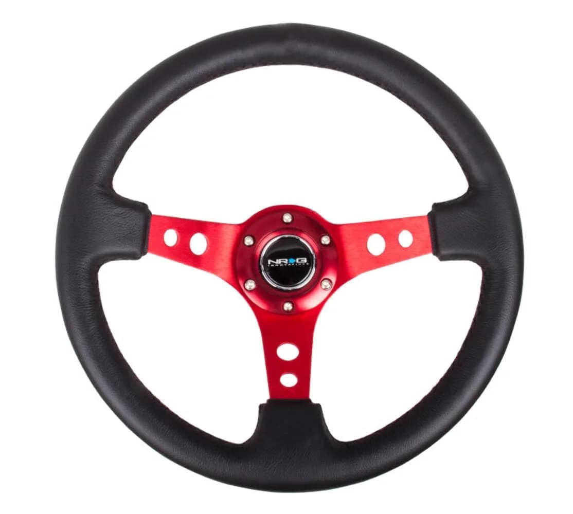 NRG Innovations Reinforced Sport Steering Wheel 350mm | 3" Deep Leather Grip for Cars