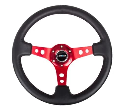 NRG Innovations Reinforced Sport Steering Wheel 350mm | 3" Deep Leather Grip for Cars thumbnail 1