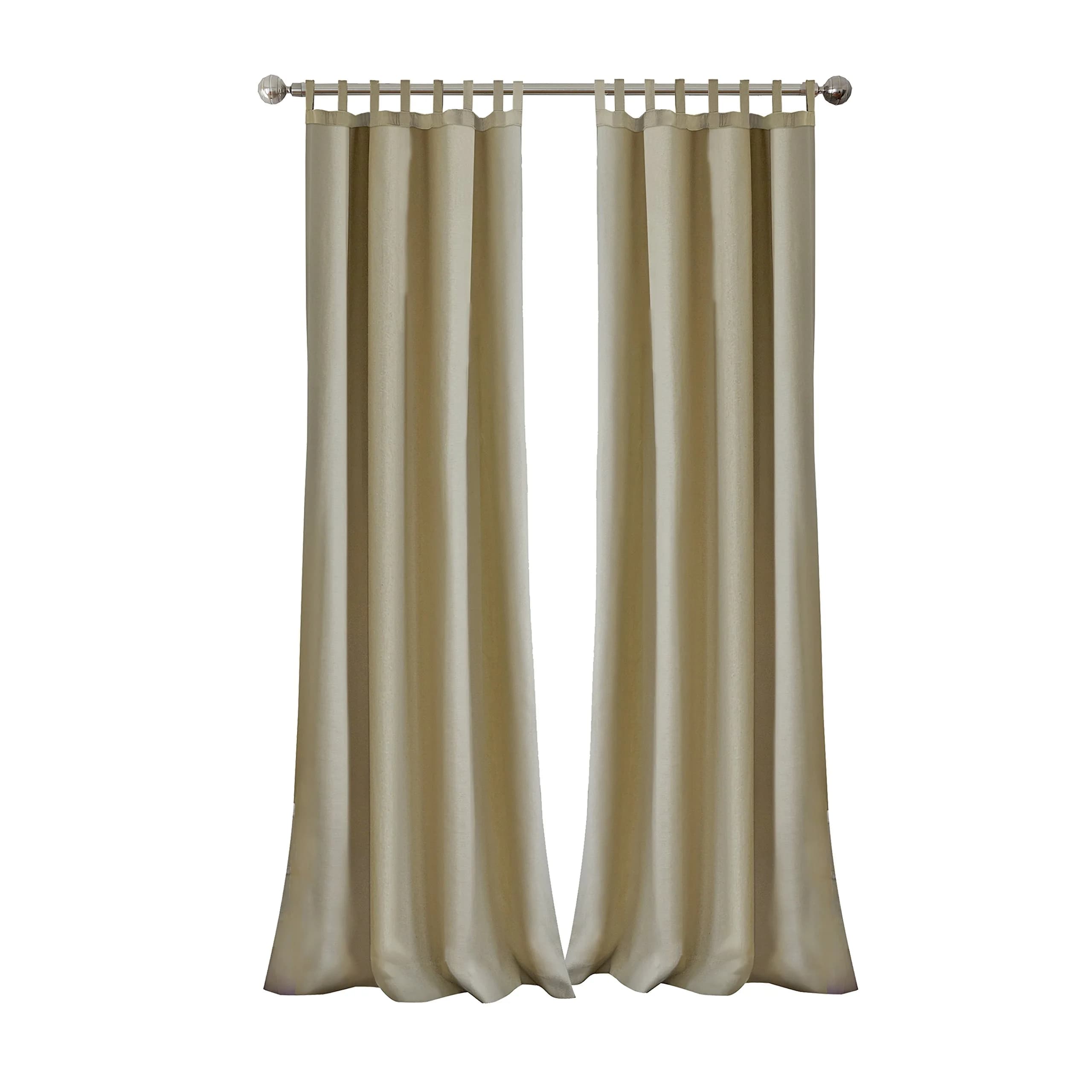 Threadmade Matine Solid Tab Top Indoor/Outdoor Window Curtain, Blue - 52" W x 95" L | UV 50+ Water-Resistant — Taupe / 52"W x 108"L