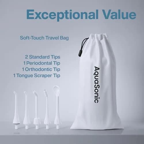 Aquasonic Aqua Flosser Cordless Rechargeable Water Flosser 5 Piece Set | Deep Clean Oral Irrigator for Braces & Travel thumbnail 5