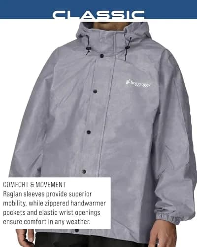 FROGG TOGGS Men's Classic Pro Action Waterproof Breathable Rain Jacket, Gray, XX-Large | Lightweight & Waterproof for Outdoors thumbnail 5