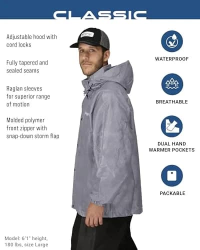 FROGG TOGGS Men's Classic Pro Action Waterproof Breathable Rain Jacket, Gray, XX-Large | Lightweight & Waterproof for Outdoors thumbnail 2