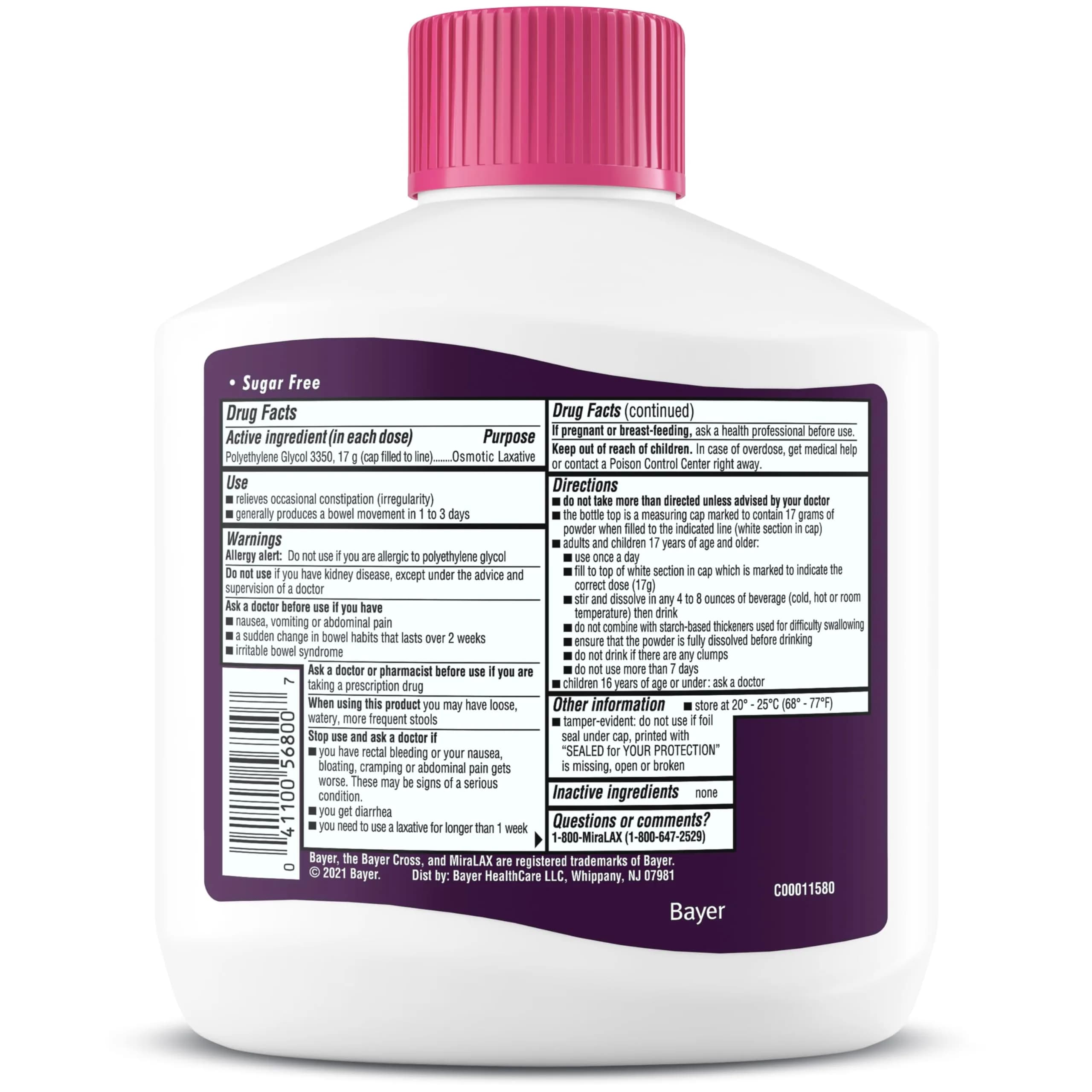MiraLAX Gentle Constipation Relief Powder 862g (26.9 oz) | Osmotic Laxative with PEG 3350 for Adults - view 8