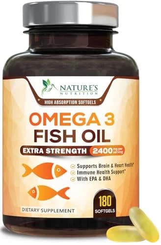 Nature's Nutrition Omega 3 Fish Oil 2400mg | Triple Strength Daily Supplement with EPA & DHA for Heart, Brain & Immunity thumbnail 1