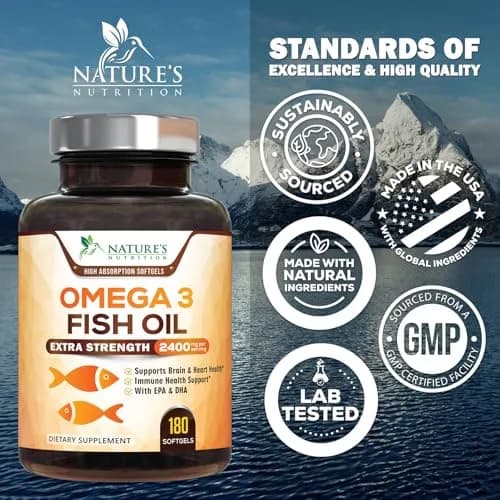 Nature's Nutrition Omega 3 Fish Oil 2400mg | Triple Strength Daily Supplement with EPA & DHA for Heart, Brain & Immunity thumbnail 4