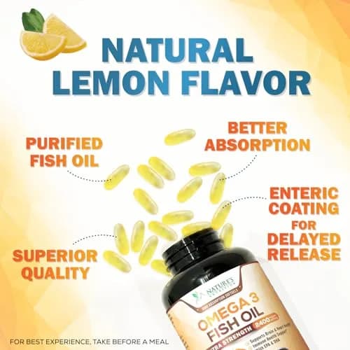 Nature's Nutrition Omega 3 Fish Oil 2400mg | Triple Strength Daily Supplement with EPA & DHA for Heart, Brain & Immunity thumbnail 5