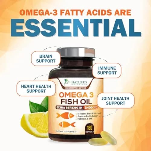 Nature's Nutrition Omega 3 Fish Oil 2400mg | Triple Strength Daily Supplement with EPA & DHA for Heart, Brain & Immunity thumbnail 6