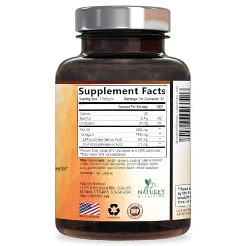 Nature's Nutrition Omega 3 Fish Oil 2400mg | Triple Strength Daily Supplement with EPA & DHA for Heart, Brain & Immunity thumbnail 9