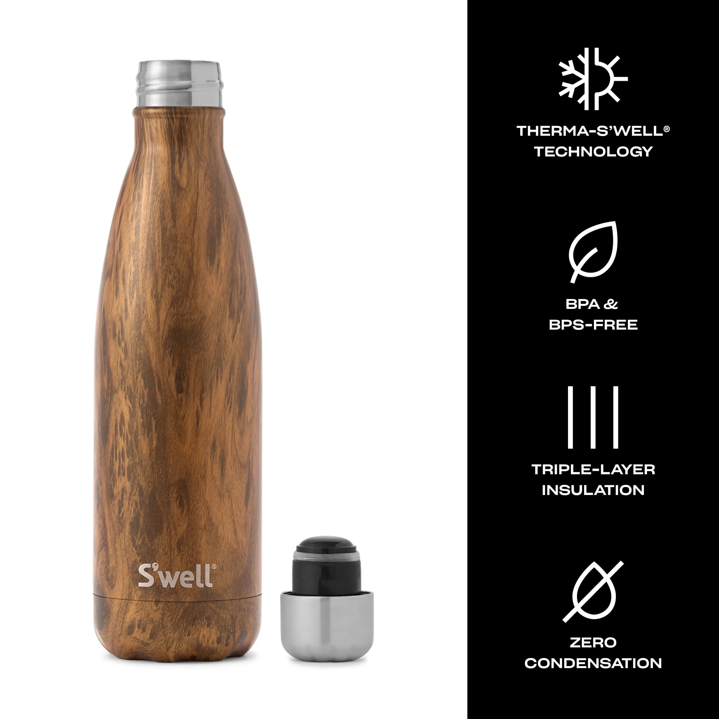 S'well Teakwood Stainless Steel Water Bottle 710ml (24oz) | Keeps Cold 36 Hrs, Hot 18 Hrs - view 4