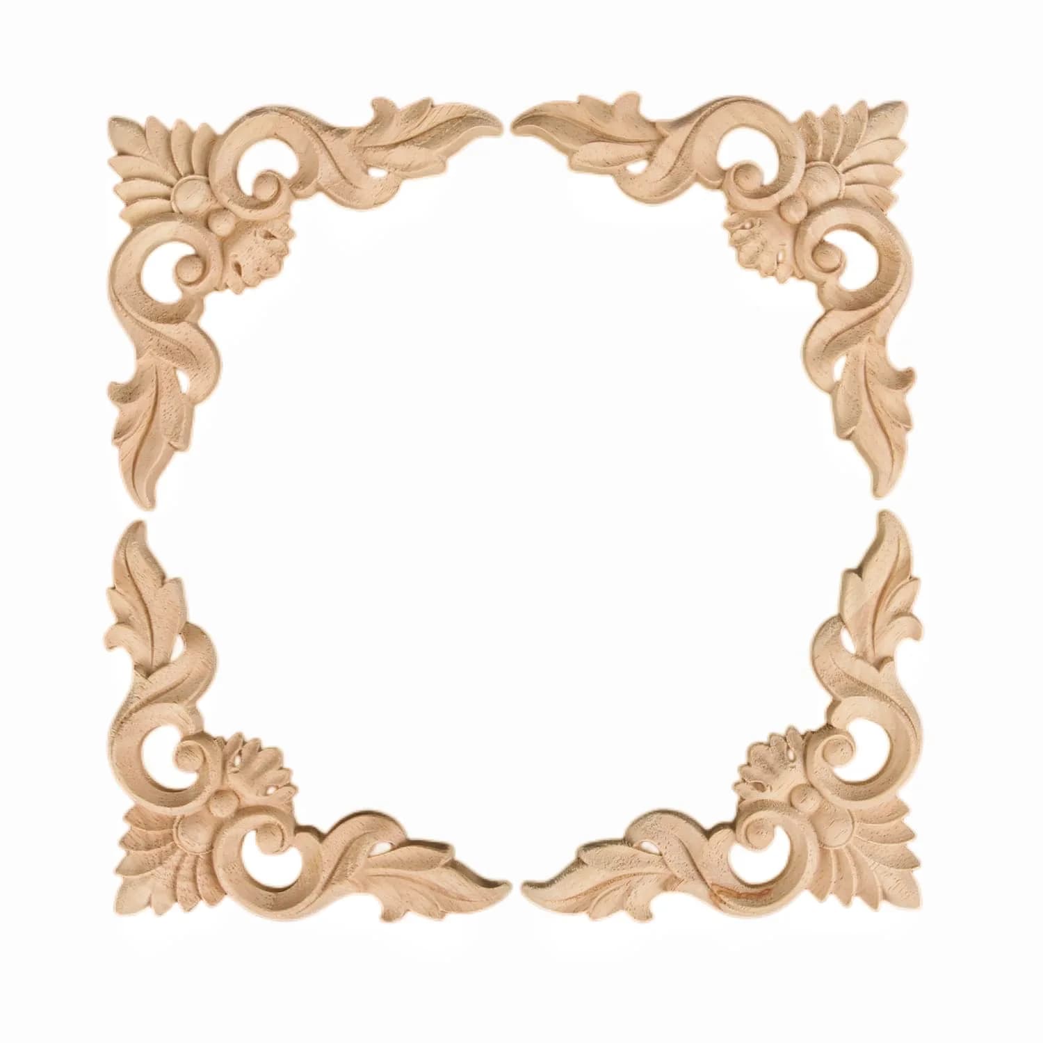 MUXSAM Wooden Carved Appliques Set of 4 | Vintage European Style Wall Decor (8-15cm) — 4pcs / 12 x 12 cm