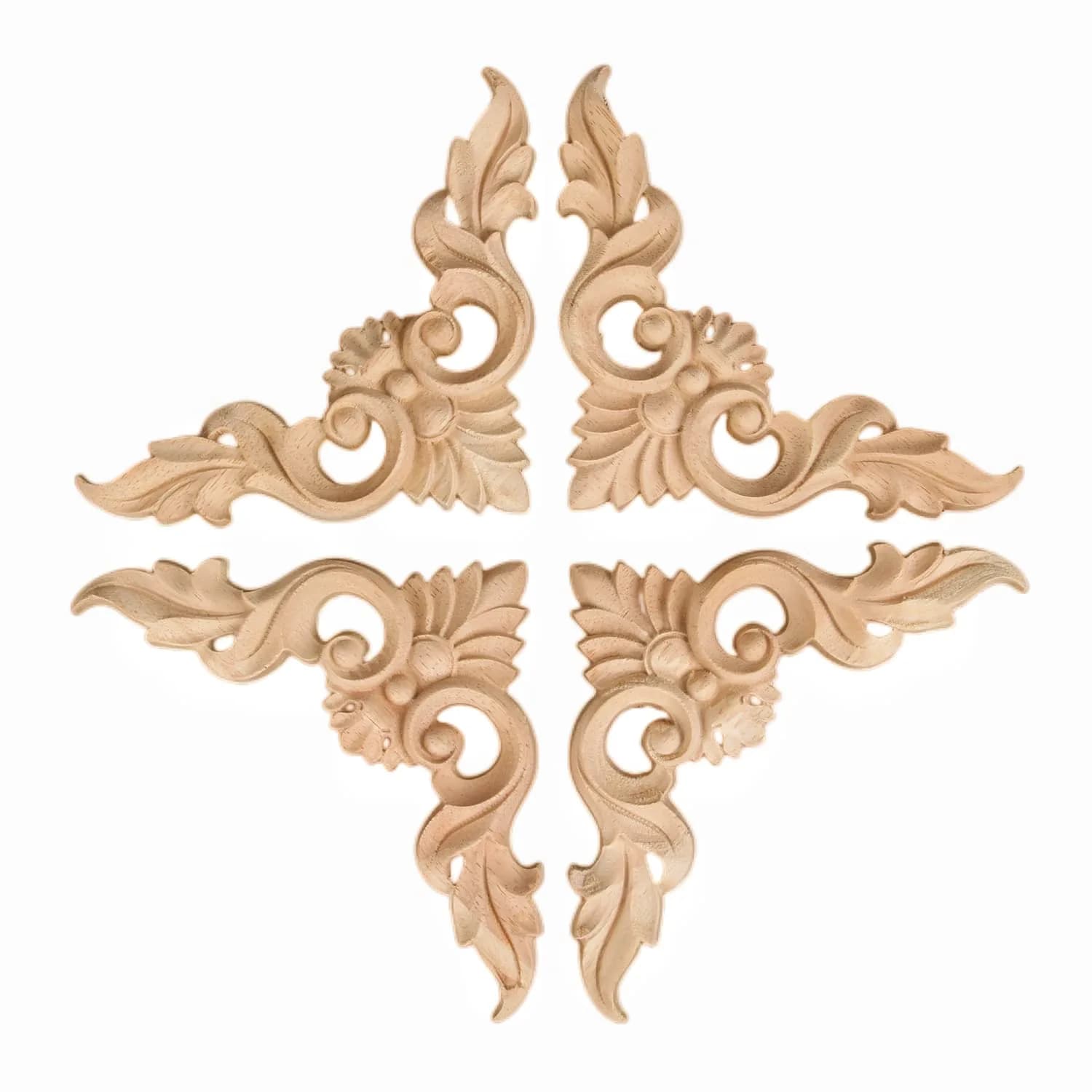 MUXSAM Unpainted Wooden Corner Appliques 8x8cm | Vintage European Style Decor thumbnail 8