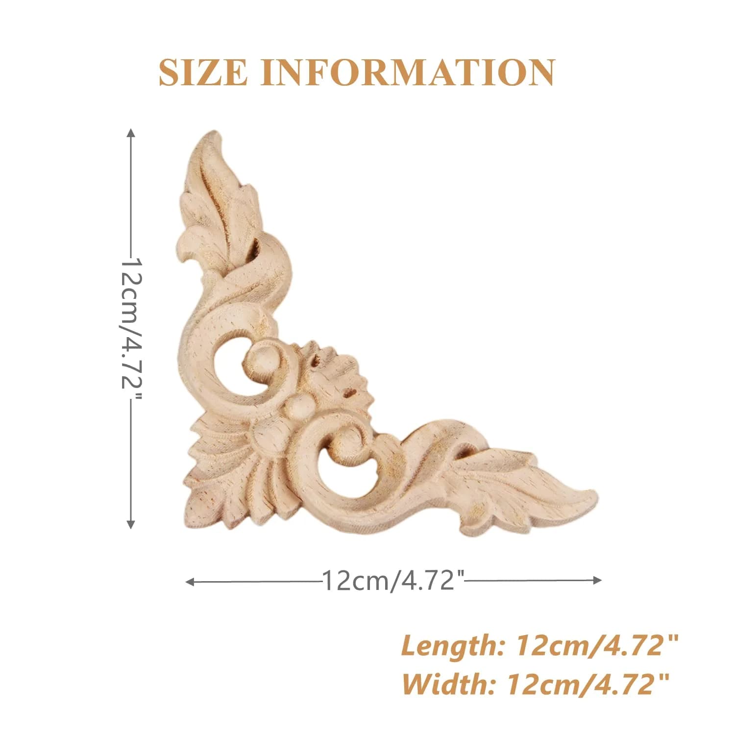 MUXSAM Unpainted Wooden Corner Appliques 8x8cm | Vintage European Style Decor thumbnail 2