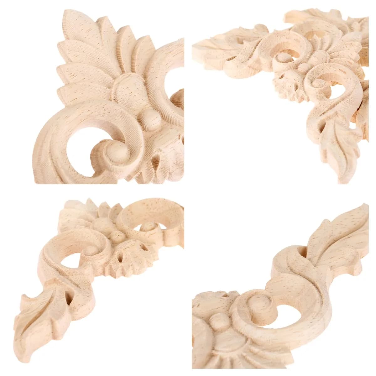 MUXSAM Unpainted Wooden Corner Appliques 8x8cm | Vintage European Style Decor thumbnail 3