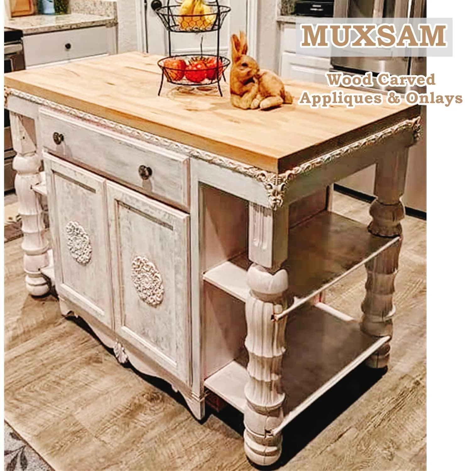 MUXSAM Unpainted Wooden Corner Appliques 8x8cm | Vintage European Style Decor thumbnail 4