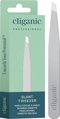 Cliganic Professional Eyebrow Tweezers Slant Tip | Stainless Steel Precision for Men & Women thumbnail 1