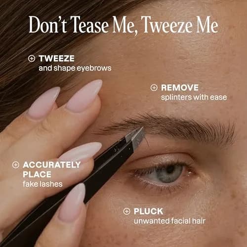 Cliganic Professional Eyebrow Tweezers Slant Tip | Stainless Steel Precision for Men & Women thumbnail 2