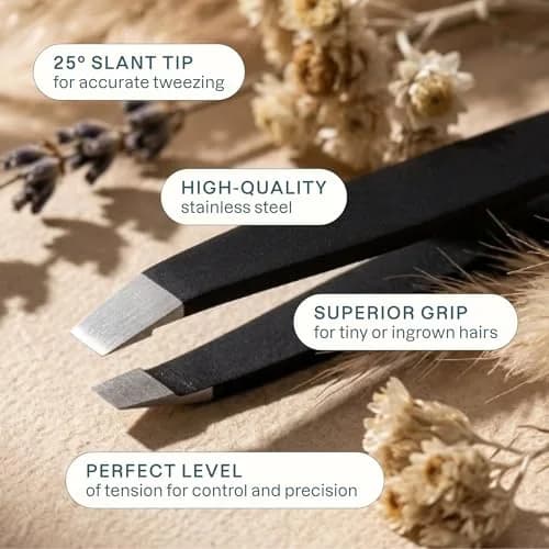 Cliganic Professional Eyebrow Tweezers Slant Tip | Stainless Steel Precision for Men & Women thumbnail 3