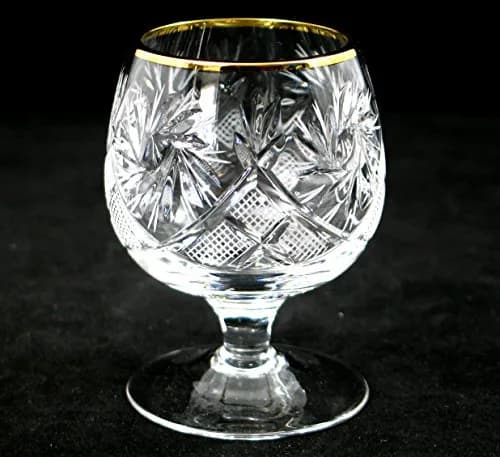 Neman Crystal Russian Cut Crystal Cognac Snifter Goblet Set (6) | 5 Oz. Hand Made with Gold Rim thumbnail 3