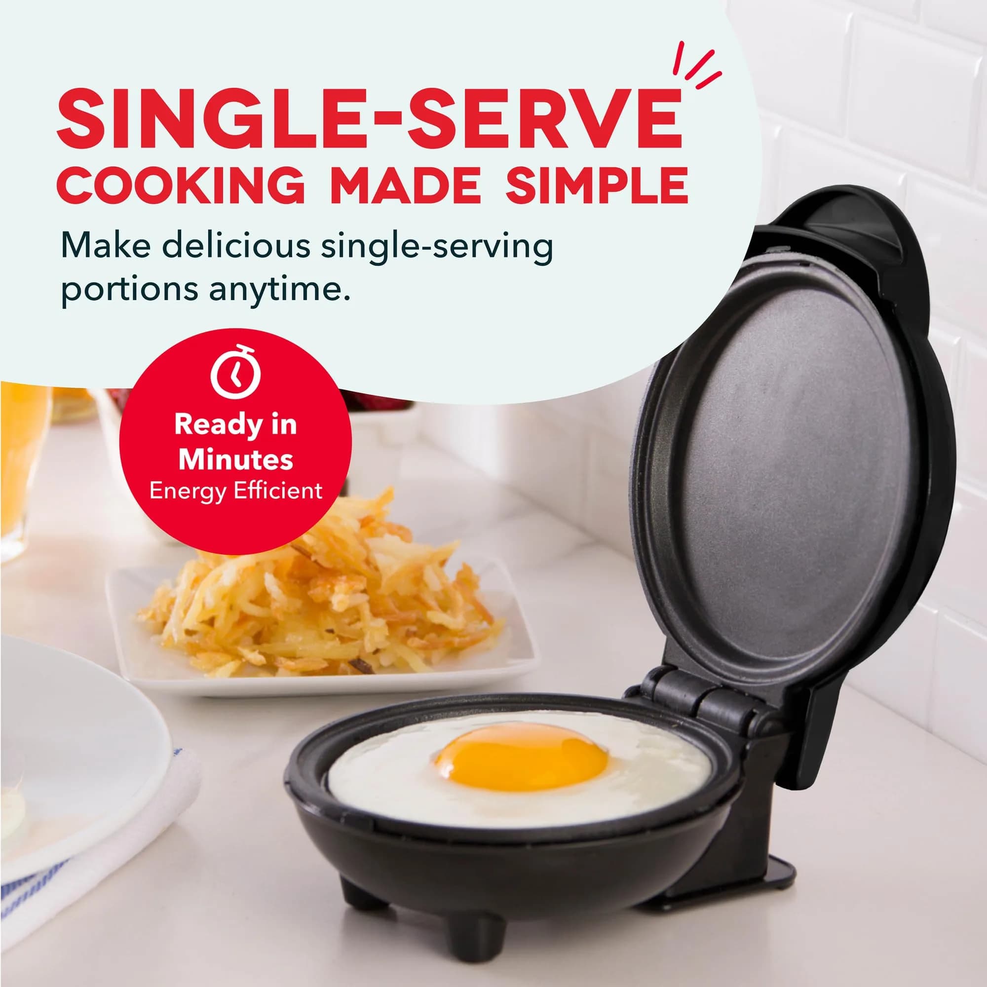 Dash Mini Maker Griddle, 4 Inch Nonstick Cooking Surface, Black thumbnail 3