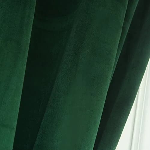 Cherry Home Velvet Curtains Set of 2 Dark-Green | Blackout Panels for Home Theater & Bedroom thumbnail 4